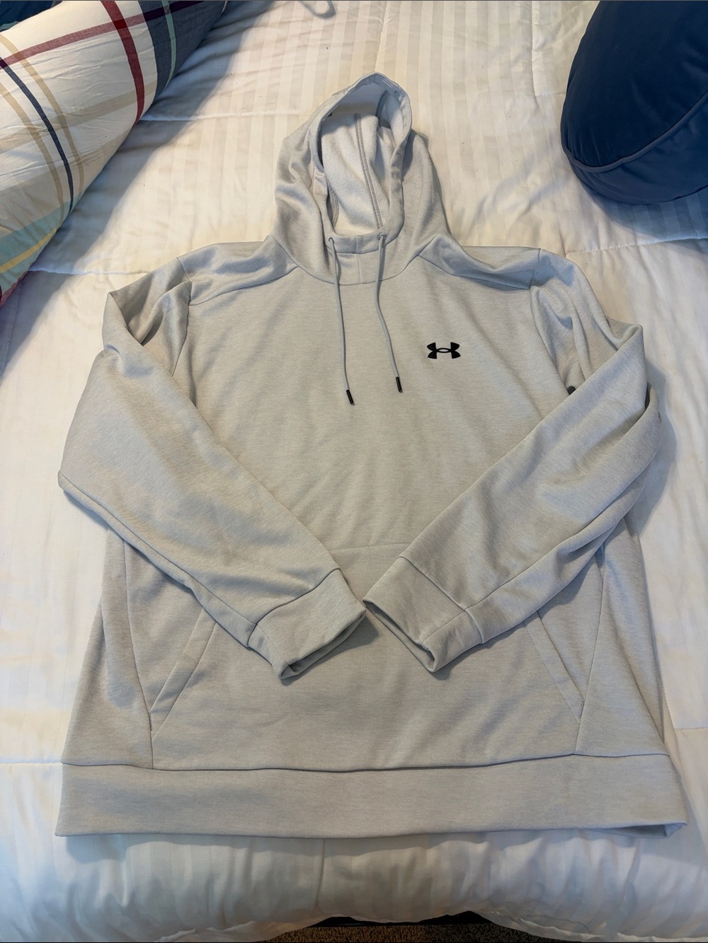 Under Armour Men’s Light Gray Hoodie with Black Logo